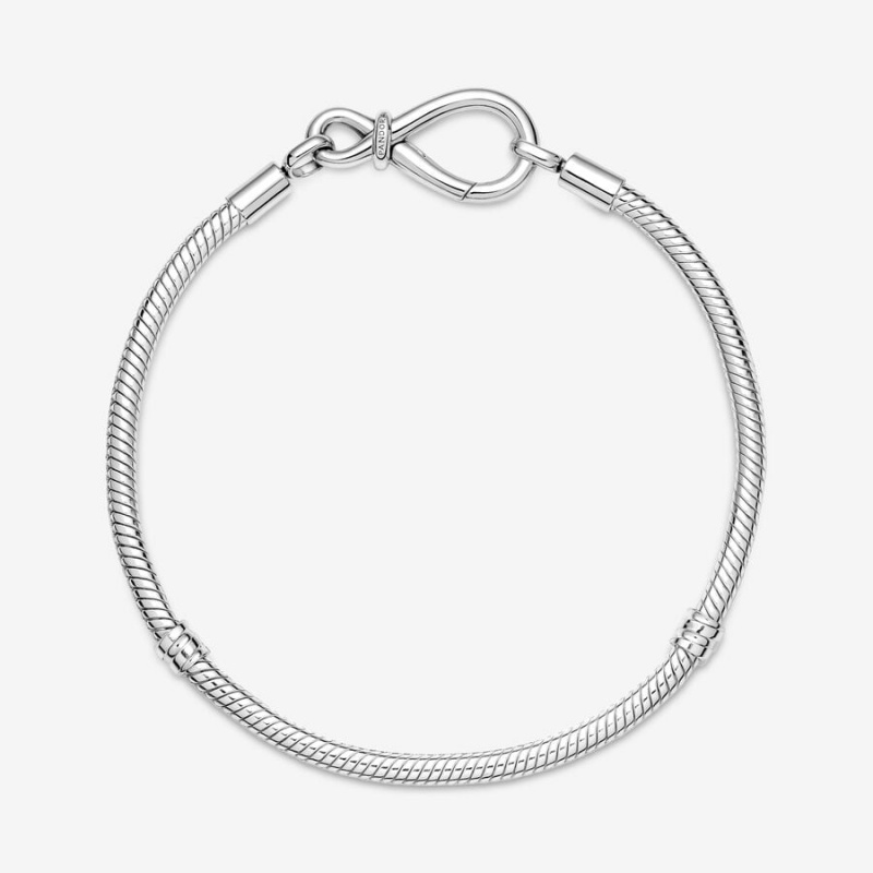 Sterling Silver Pandora Moments Infinity Knot Snake Charm Bracelets | 0927683-CX