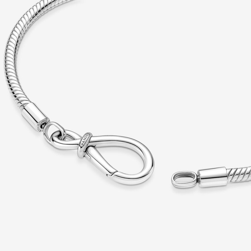 Sterling Silver Pandora Moments Infinity Knot Snake Charm Bracelets | 0927683-CX