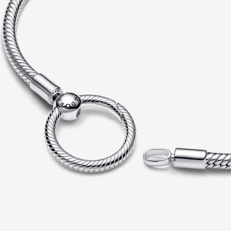 Sterling Silver Pandora Moments O Closure Snake Charm Bracelets | 9521683-PN