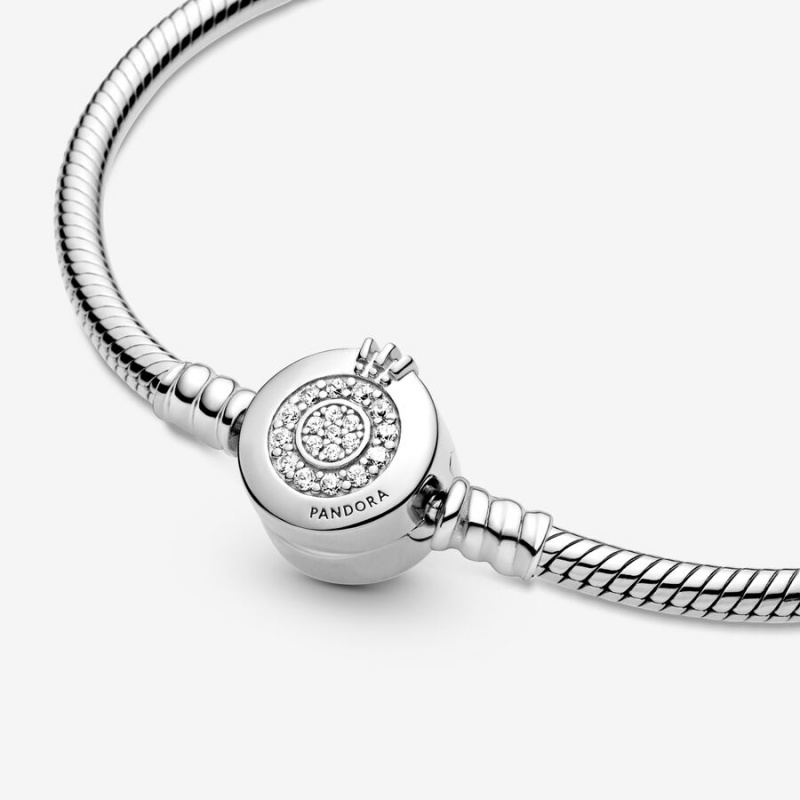 Sterling Silver Pandora Moments Sparkling Crown O Snake Charm Holders | 7104825-NT