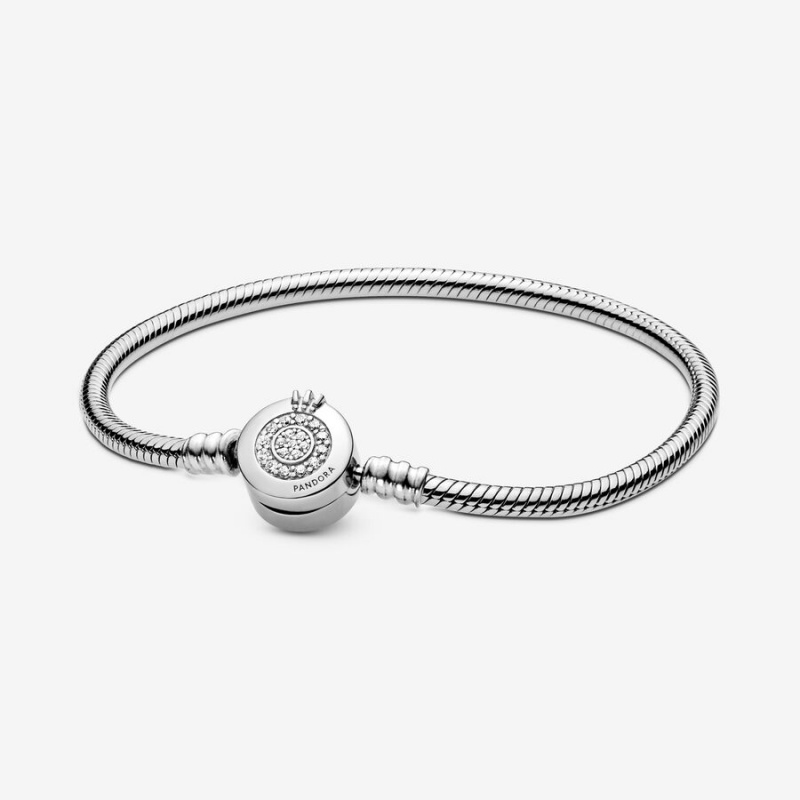 Sterling Silver Pandora Moments Sparkling Crown O Snake Charm Holders | 7104825-NT