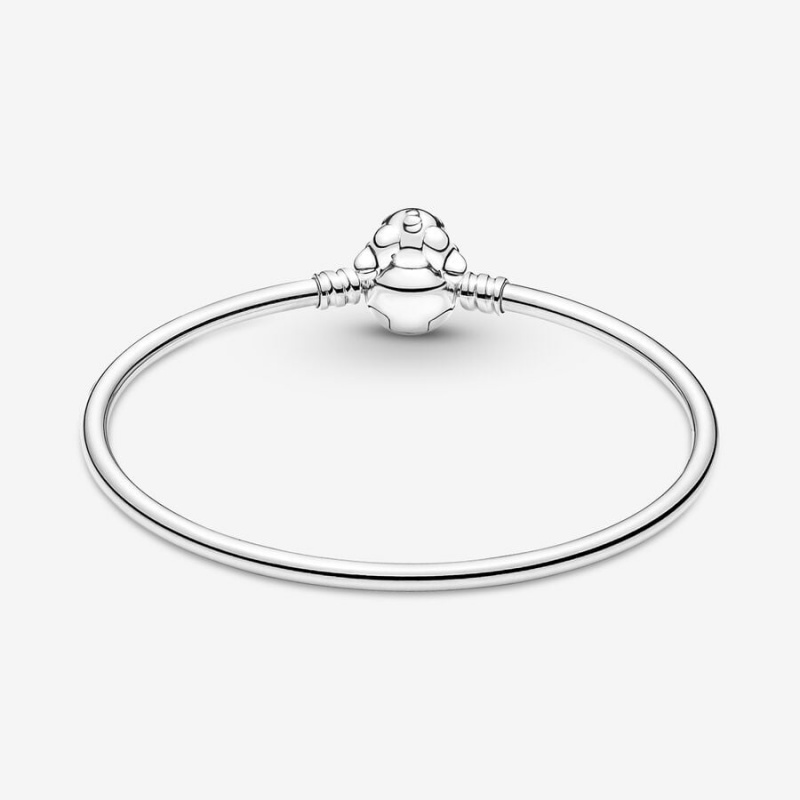 Sterling Silver Pandora Moments Stitch Biting Clasp Bangle Charm Bracelets | 6013789-YA