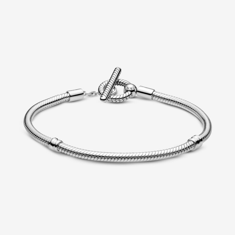 Sterling Silver Pandora Moments T-Bar Snake Charm Holders | 7649520-ZN