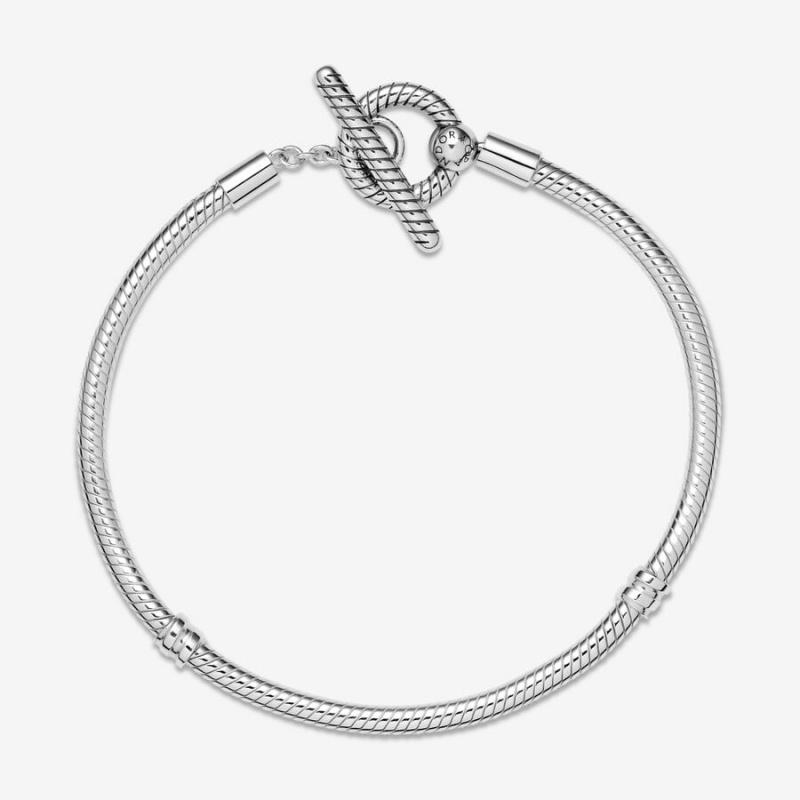 Sterling Silver Pandora Moments T-Bar Snake Charm Holders | 7649520-ZN