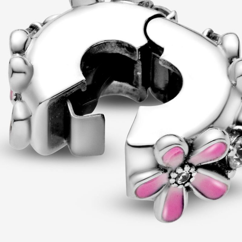 Sterling Silver Pandora Pink Daisy Flower Clip Clips | 3942760-OS