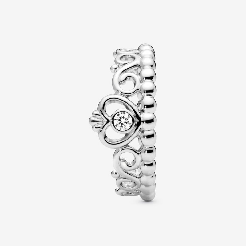 Sterling Silver Pandora Princess Tiara Crown Heart & Promise Rings | 5086271-DA