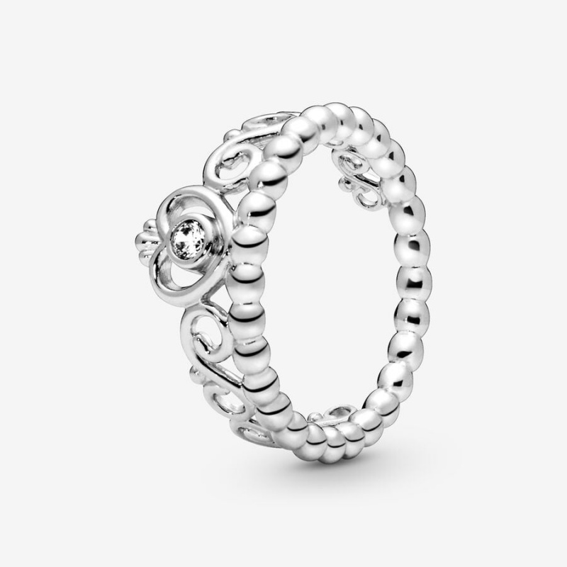 Sterling Silver Pandora Princess Tiara Crown Heart & Promise Rings | 5086271-DA