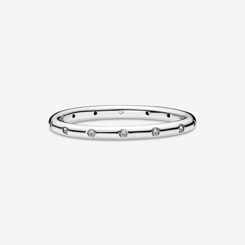 Sterling Silver Pandora Simple Sparkling Band Rings | 2493085-YO