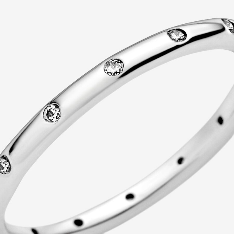 Sterling Silver Pandora Simple Sparkling Band Rings | 2493085-YO