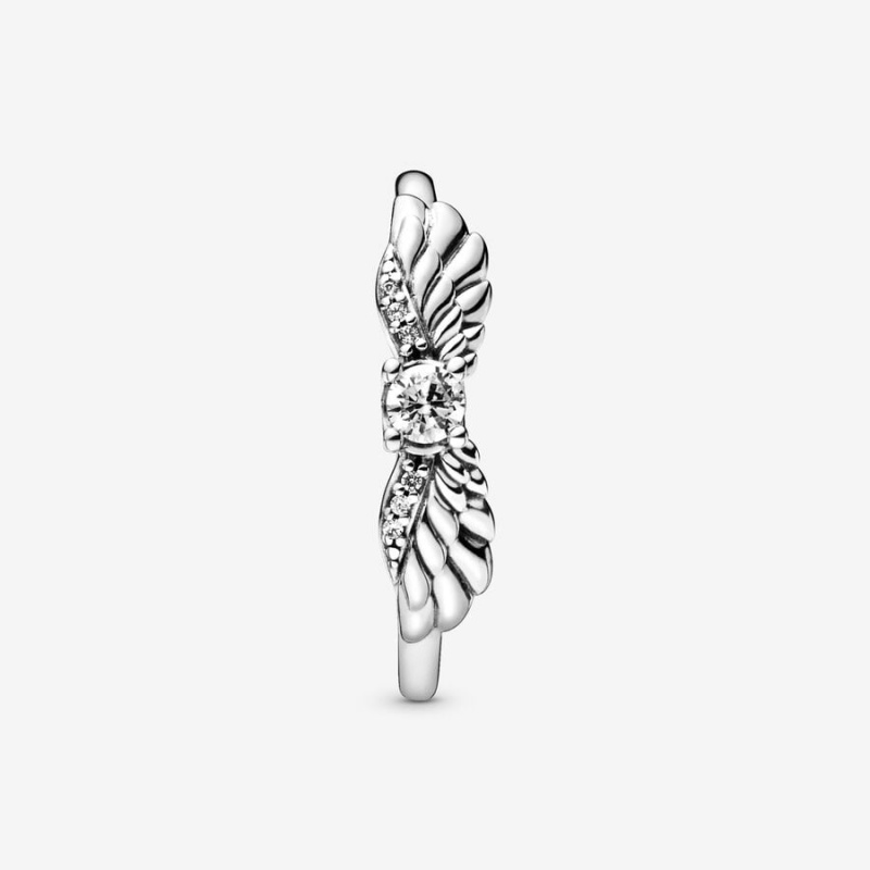 Sterling Silver Pandora Sparkling Angel Wings Statement Rings | 6291384-KI