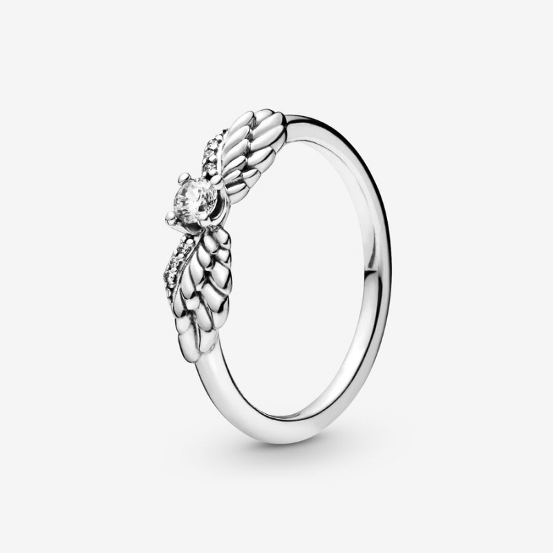 Sterling Silver Pandora Sparkling Angel Wings Statement Rings | 6291384-KI