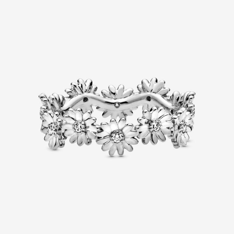 Sterling Silver Pandora Sparkling Daisy Flower Crown Band Rings | 1730956-KT