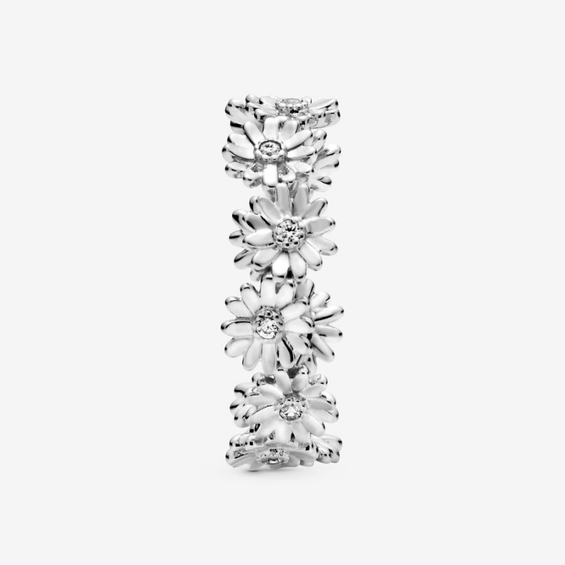 Sterling Silver Pandora Sparkling Daisy Flower Crown Band Rings | 1730956-KT