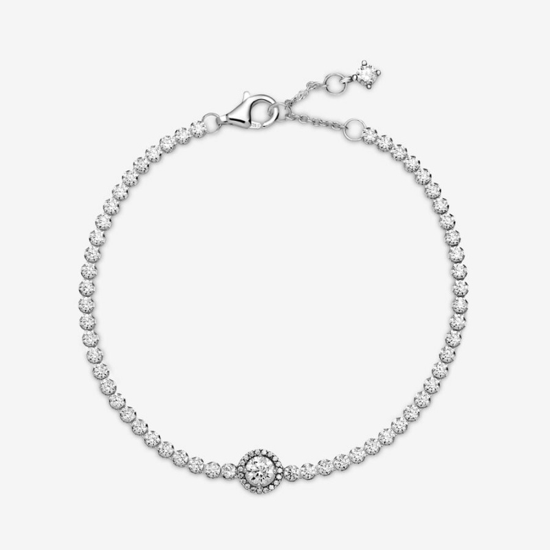 Sterling Silver Pandora Sparkling Halo Tennis Non-charm Bracelets | 1579864-QZ