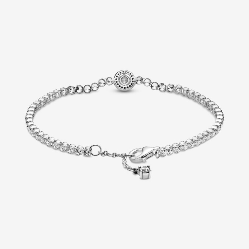 Sterling Silver Pandora Sparkling Halo Tennis Non-charm Bracelets | 1579864-QZ