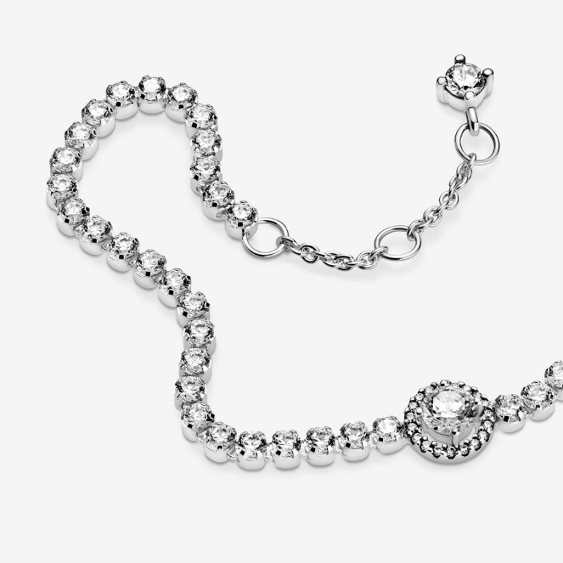 Sterling Silver Pandora Sparkling Halo Tennis Non-charm Bracelets | 1579864-QZ