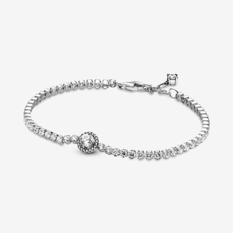 Sterling Silver Pandora Sparkling Halo Tennis Non-charm Bracelets | 1579864-QZ