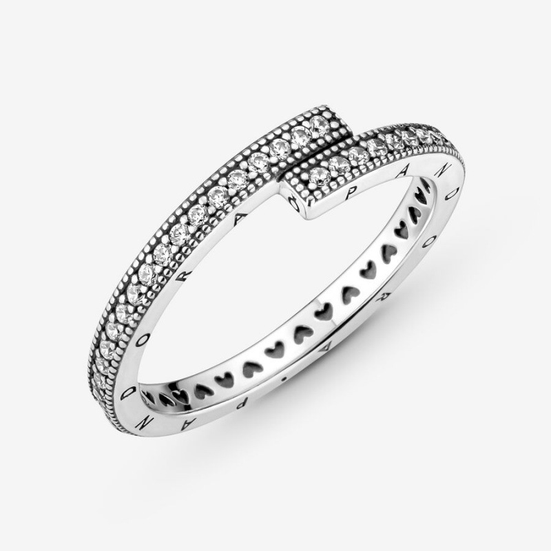 Sterling Silver Pandora Sparkling Overlapping Band Rings | 0584213-LT