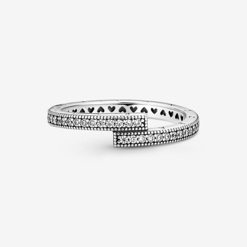 Sterling Silver Pandora Sparkling Overlapping Band Rings | 0584213-LT