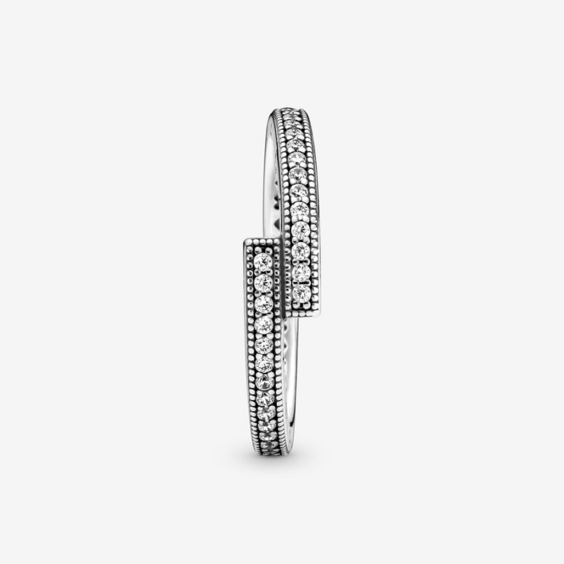 Sterling Silver Pandora Sparkling Overlapping Band Rings | 0584213-LT