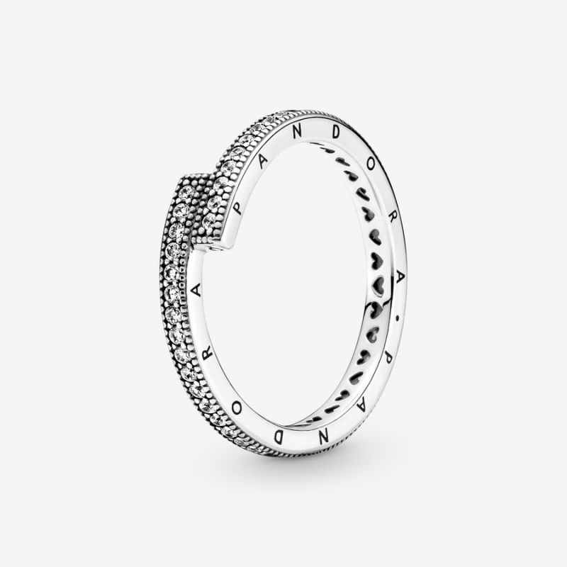 Sterling Silver Pandora Sparkling Overlapping Band Rings | 0584213-LT