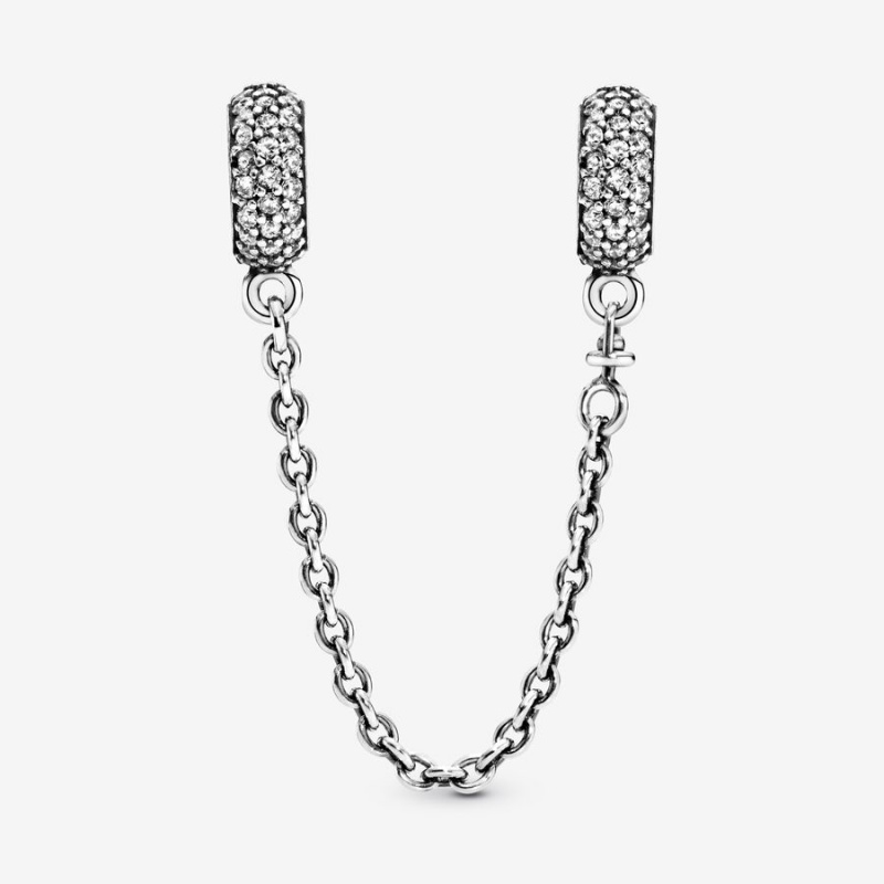 Sterling Silver Pandora Sparkling Pavé Safety Safety Chains | 8094516-ML