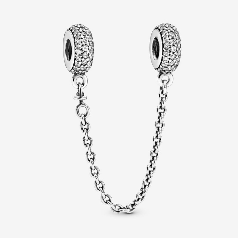 Sterling Silver Pandora Sparkling Pavé Safety Safety Chains | 8094516-ML