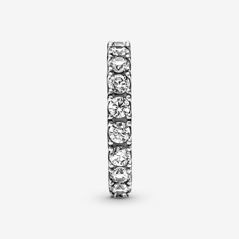 Sterling Silver Pandora Sparkling Row Eternity Band Rings | 1982765-EA