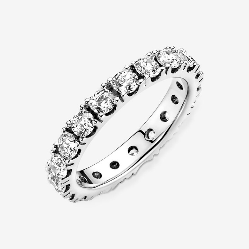 Sterling Silver Pandora Sparkling Row Eternity Band Rings | 1982765-EA