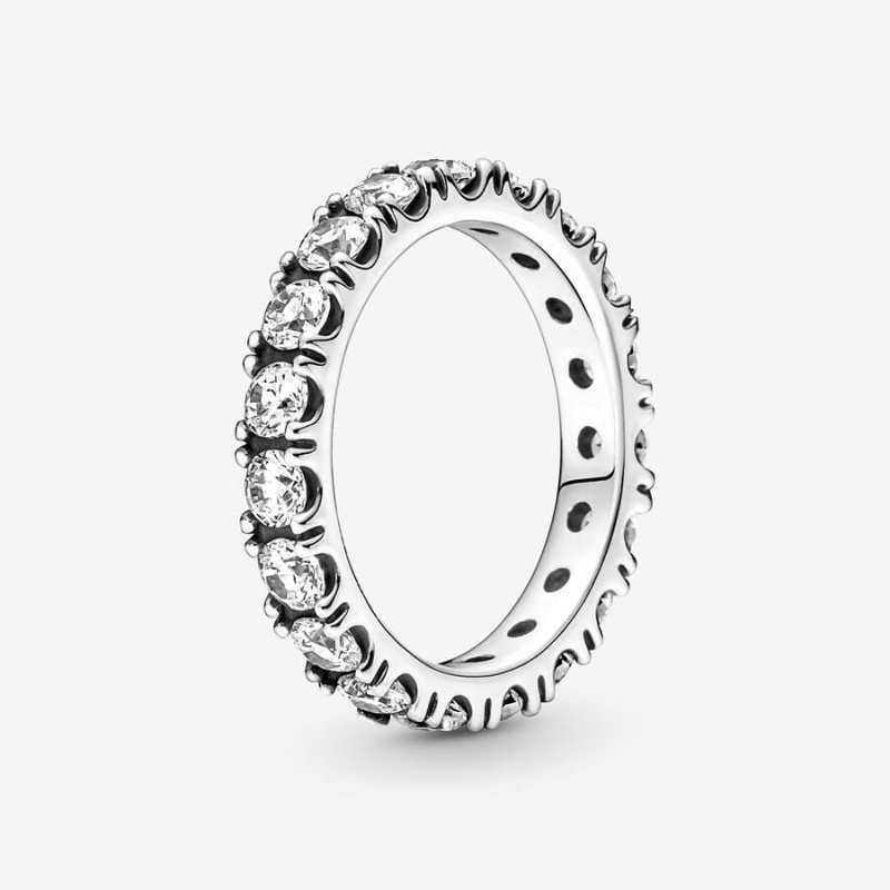 Sterling Silver Pandora Sparkling Row Eternity Band Rings | 1982765-EA