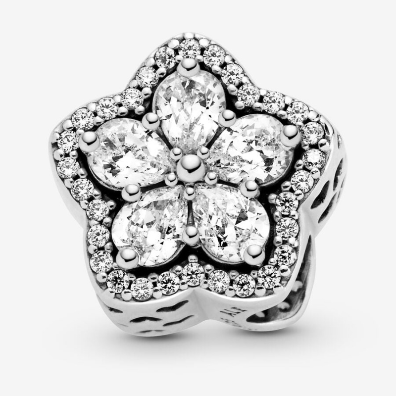 Sterling Silver Pandora Sparkling Snowflake Sliding Set Charm Holders | 7185062-NW