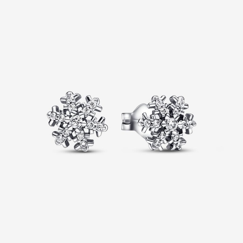 Sterling Silver Pandora Sparkling Snowflakes Stud Earrings | 9108627-BL