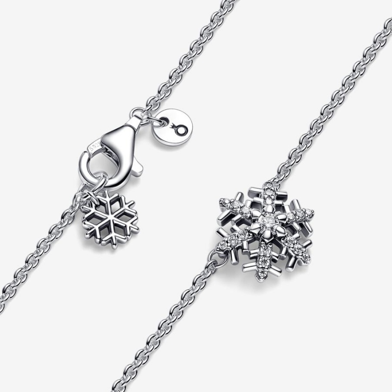 Sterling Silver Pandora Sparkling Snowflake Pendant Necklaces | 0693284-IP