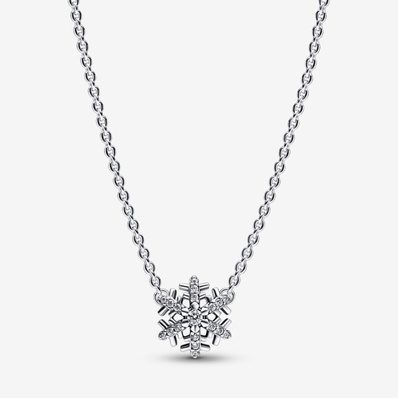 Sterling Silver Pandora Sparkling Snowflake Pendant Necklaces | 0693284-IP