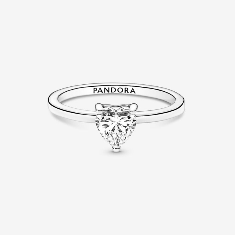 Sterling Silver Pandora Sparkling Solitaire Halo & Solitaire Rings | 1973602-XB