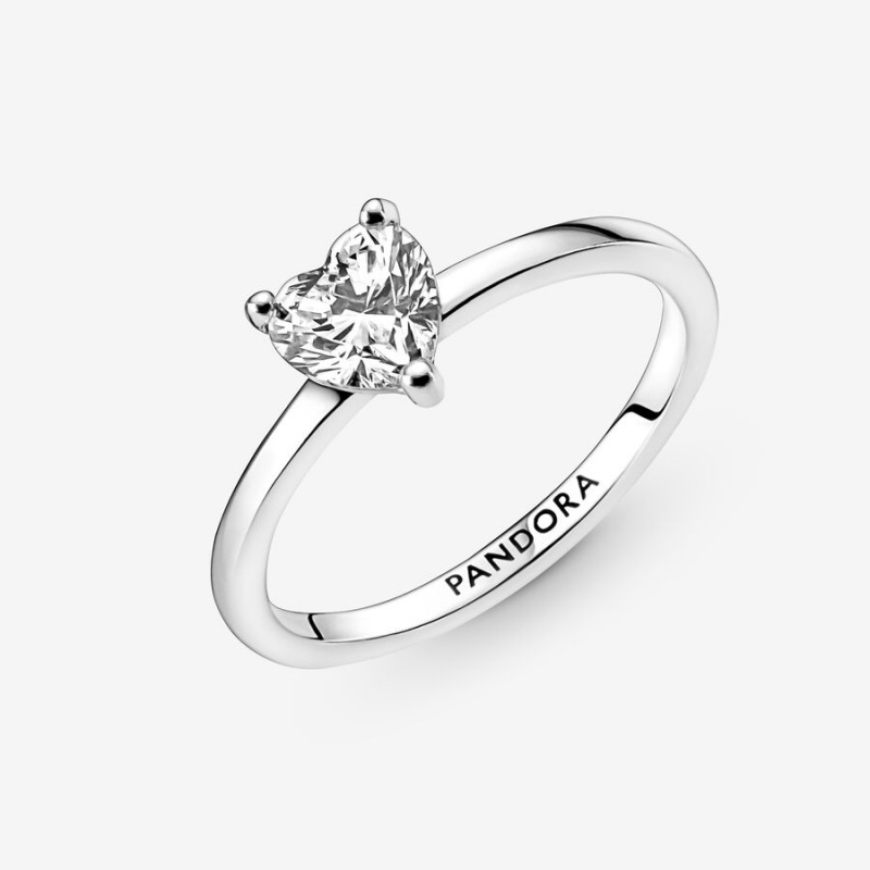 Sterling Silver Pandora Sparkling Solitaire Halo & Solitaire Rings | 1973602-XB