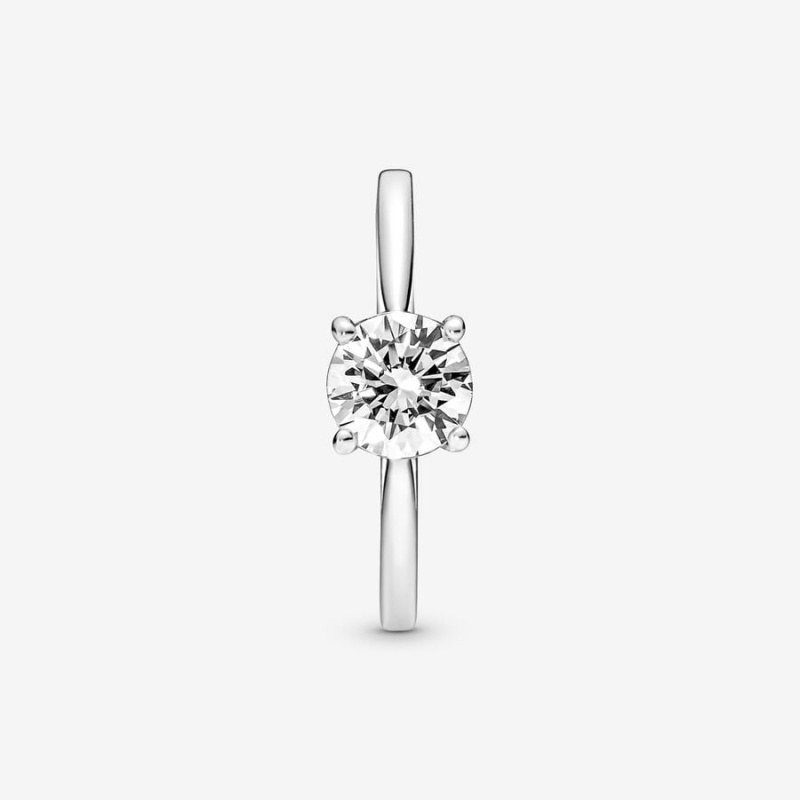 Sterling Silver Pandora Sparkling Solitaire Halo & Solitaire Rings | 2950386-QW