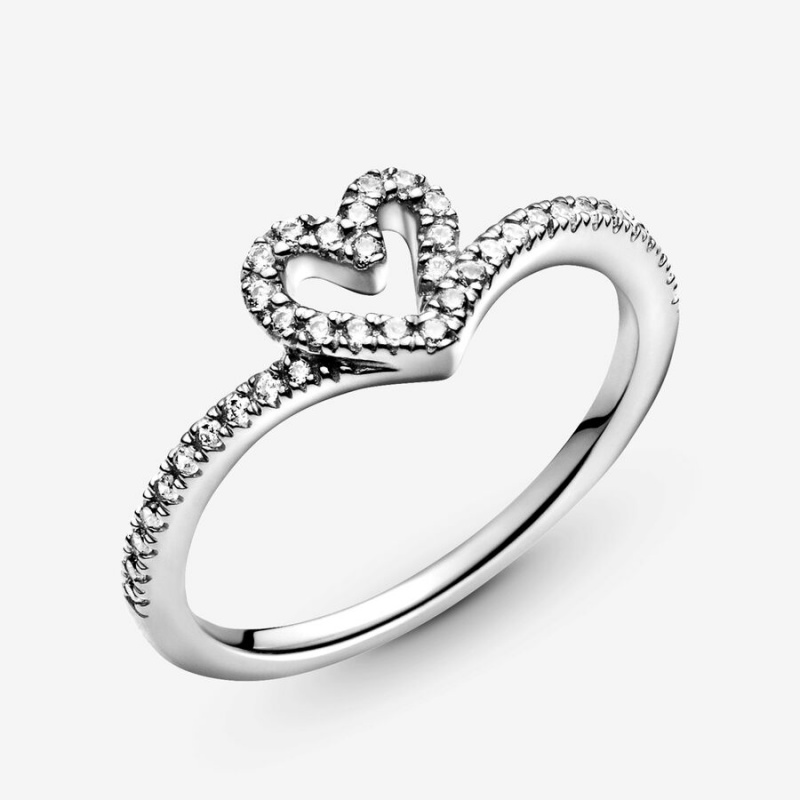 Sterling Silver Pandora Sparkling Wishbone Heart & Promise Rings | 1826450-UM