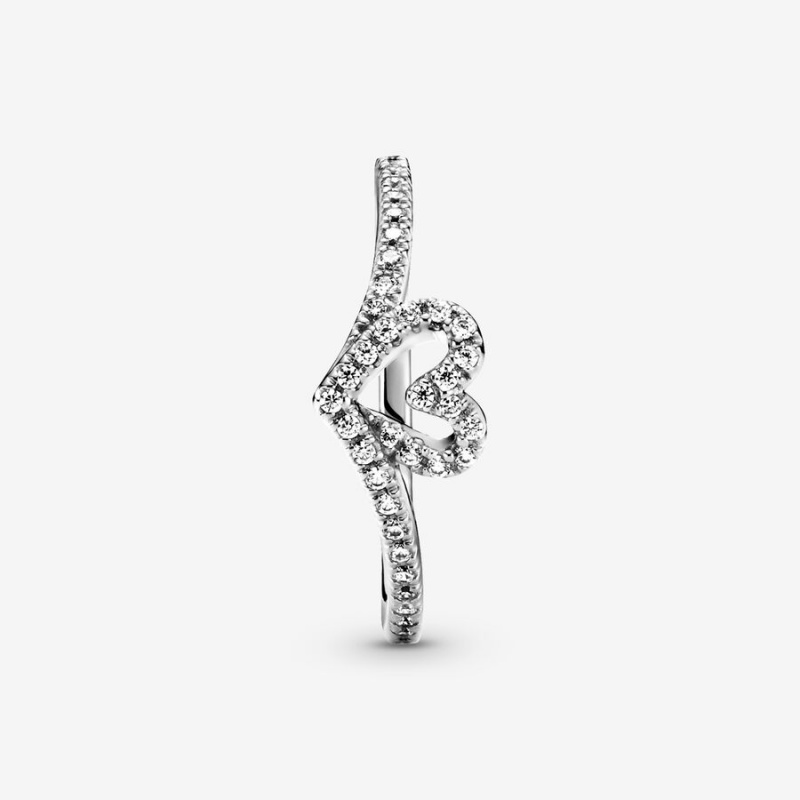 Sterling Silver Pandora Sparkling Wishbone Heart & Promise Rings | 1826450-UM