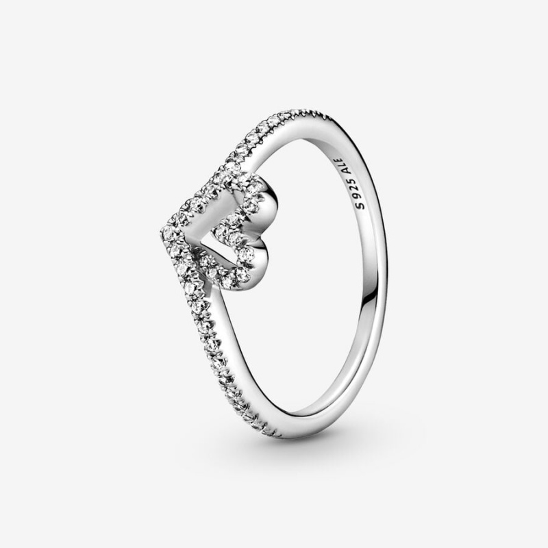 Sterling Silver Pandora Sparkling Wishbone Heart & Promise Rings | 1826450-UM