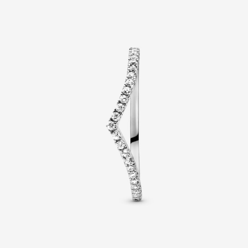 Sterling Silver Pandora Sparkling Wishbone Heart & Promise Rings | 9381452-IX