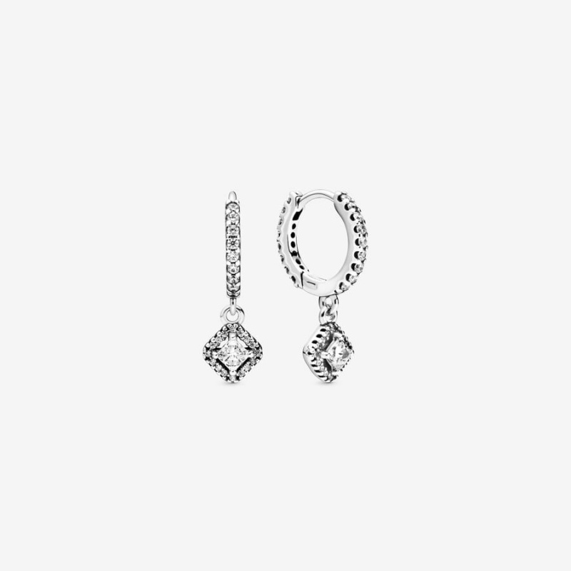 Sterling Silver Pandora Square Sparkle Stud Earrings | 9012543-JU