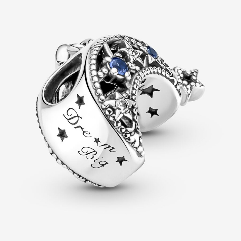 Sterling Silver Pandora Star & Crescent Moon Dangle Charms | 7483120-XF