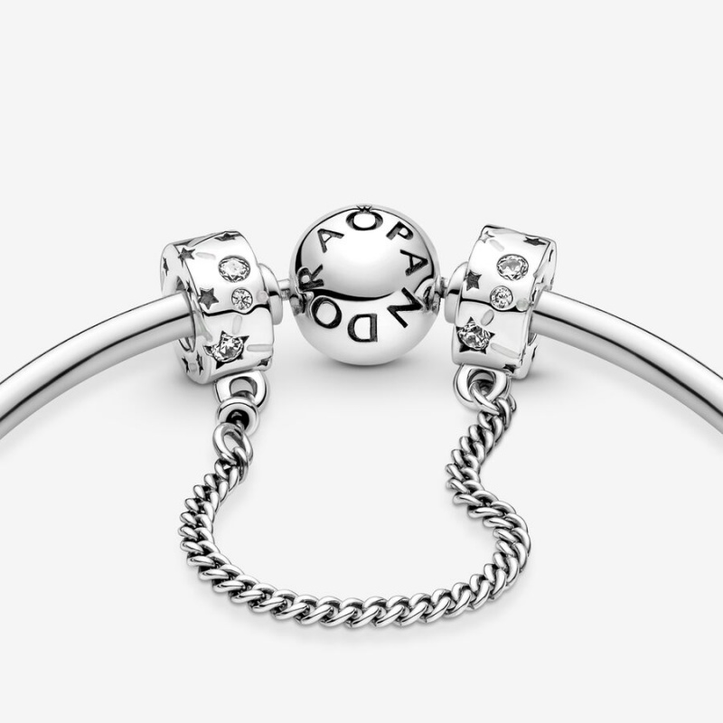 Sterling Silver Pandora Stars & Galaxy Safety Safety Chains | 5834071-XQ