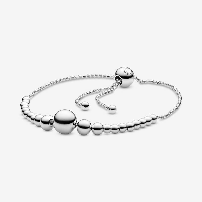 Sterling Silver Pandora String of Beads Slider Chain Bracelets | 4031768-JS