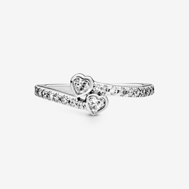 Sterling Silver Pandora Two Sparklings Heart & Promise Rings | 9638541-NX