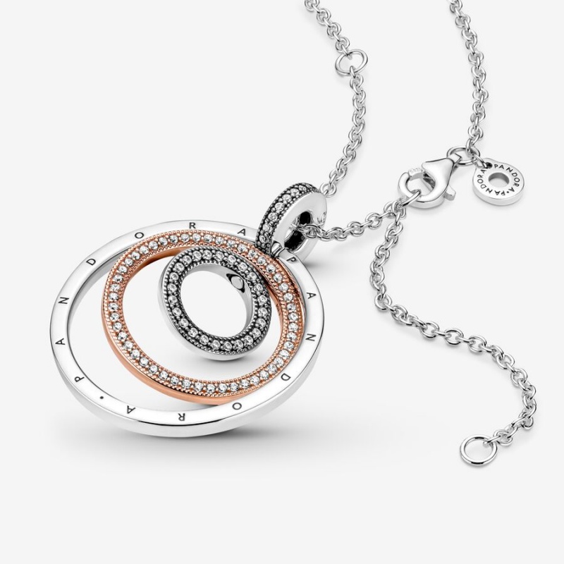 Two-tone Pandora Two-tone Circles Pendant Necklaces | 4925830-UN