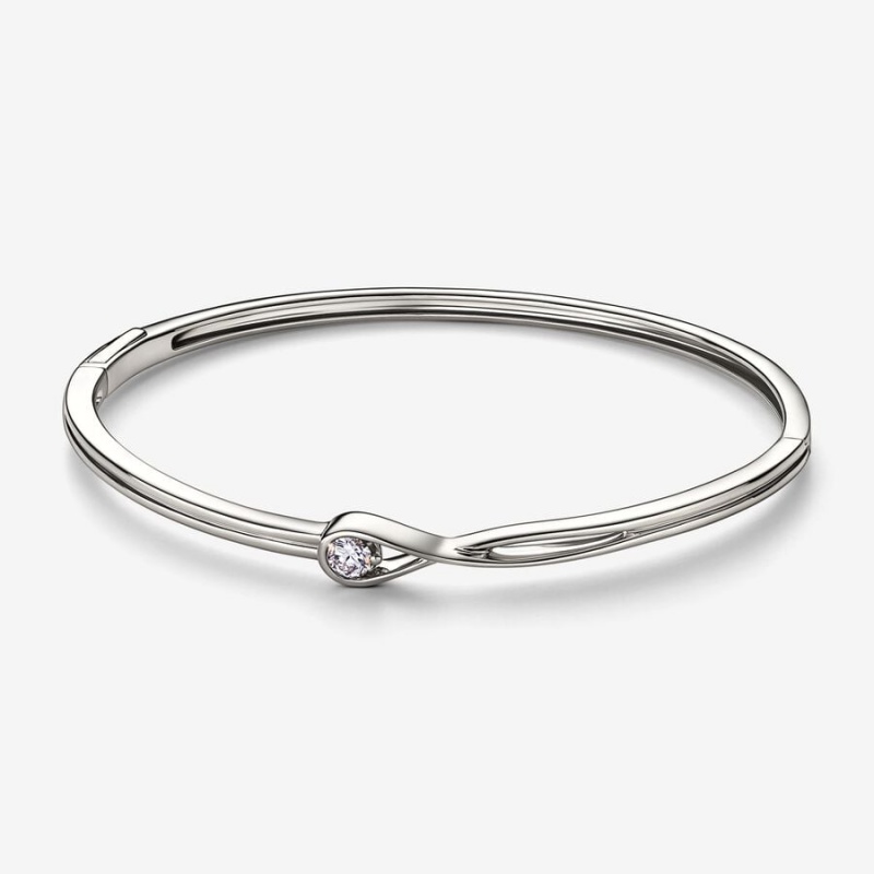 White Gold Pandora Brilliance 0.25 ct tw Bangle Bracelets | 5217049-HX